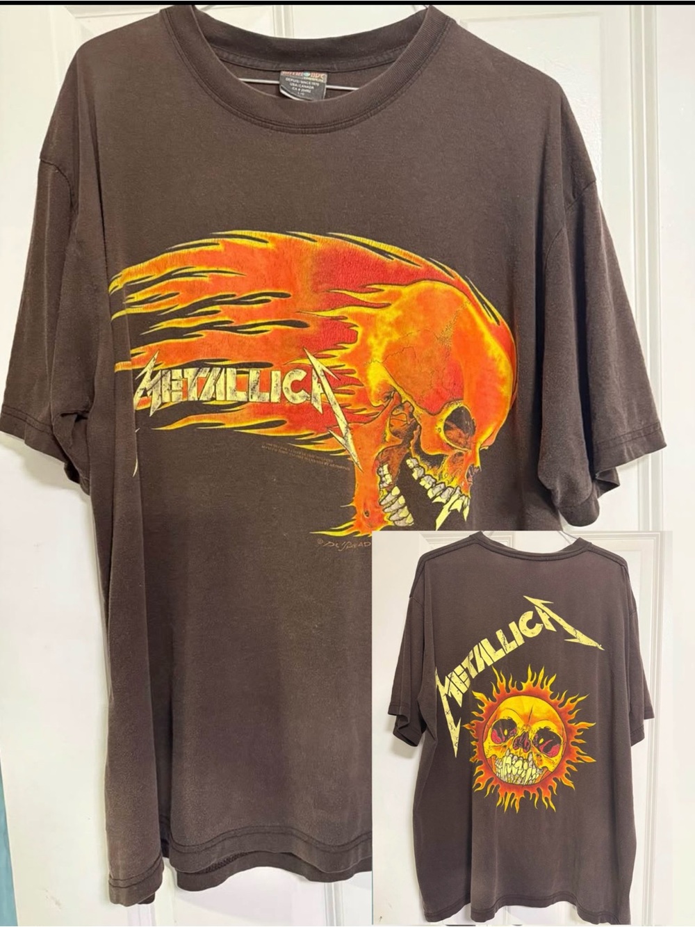 Short Sleeve Graphic Tee in Brown with Orange Skull